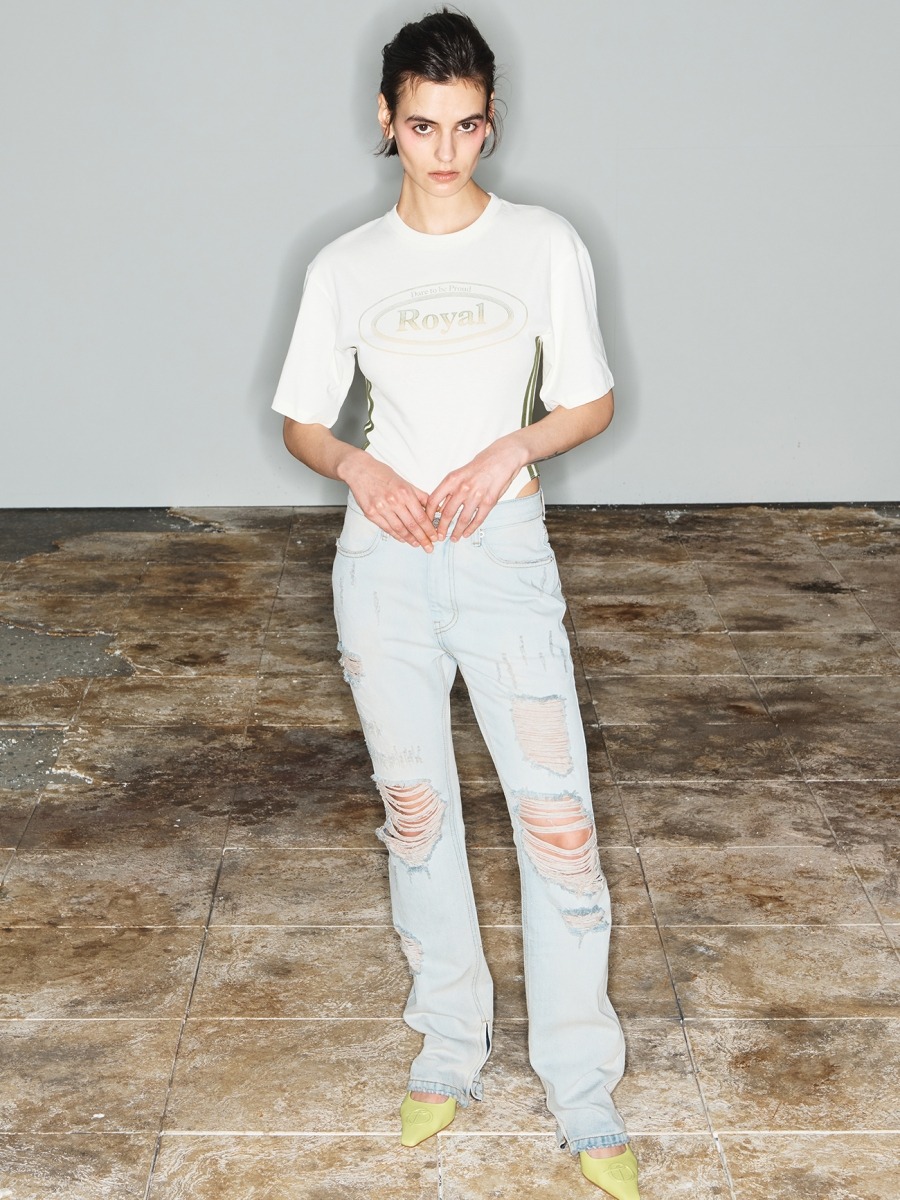 [TheOpen Product] DISTRESSED WASHED JEANS - GRAYISH BLUE