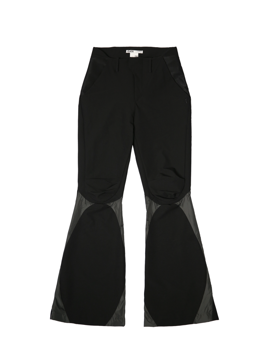[OJOS] Unbalanced Waist Bootcut Pants - Black