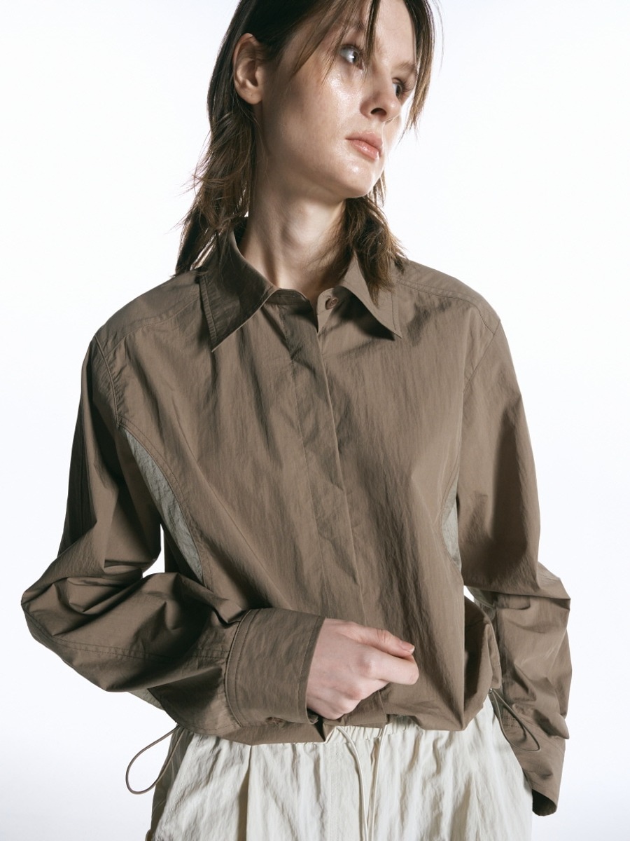 [INSILENCE WOMEN] 패널드 셔츠 자켓 - BROWN
