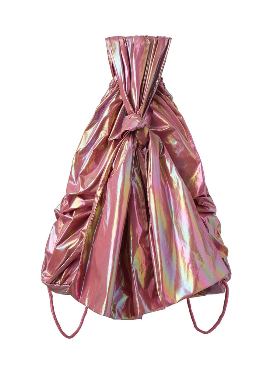 [TheOpen Product] METALLIC KNOTTED DRAWSTRING BAG - PINK