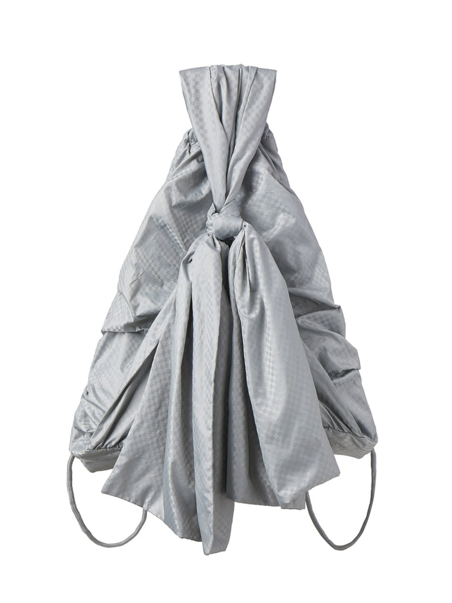 [TheOpen Product] CHECK KNOTTED DRAWSTRING BAG - GRAY