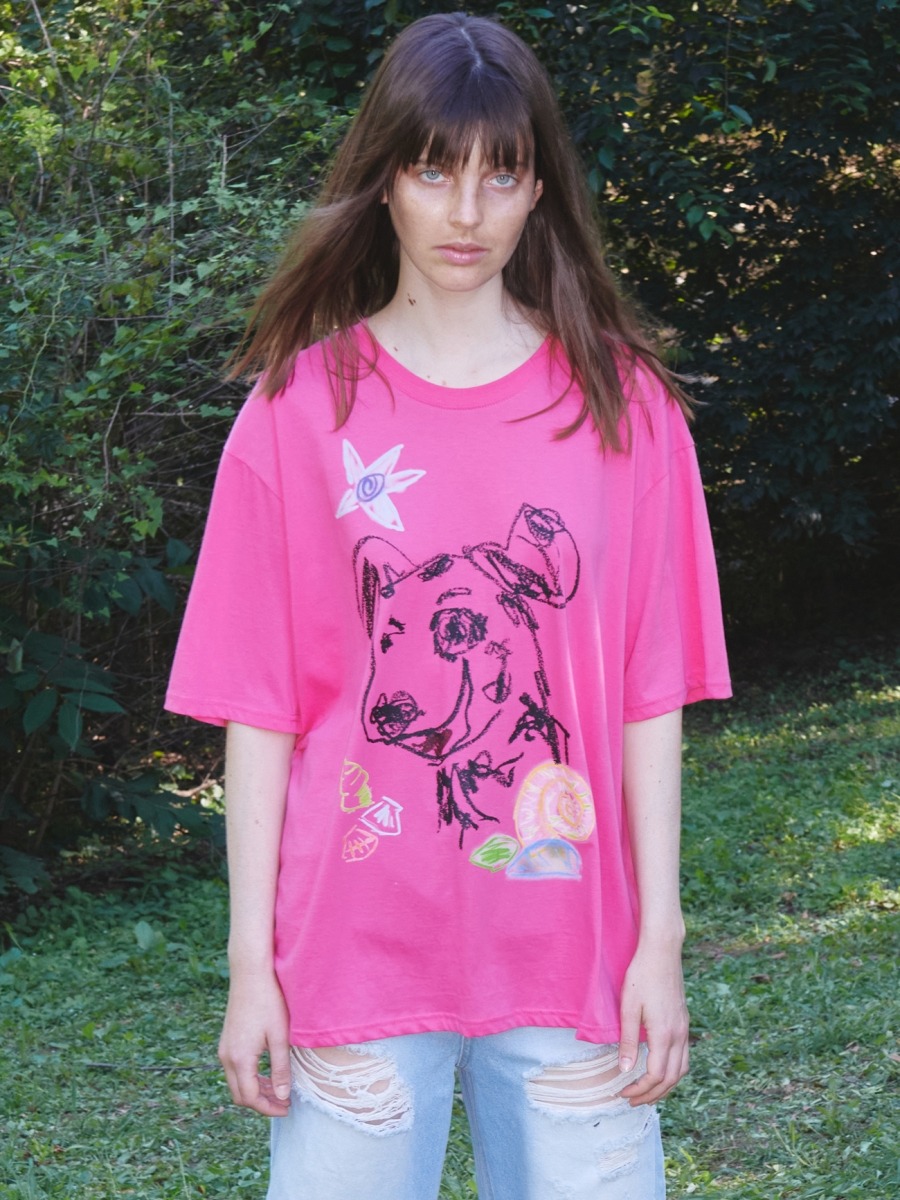 [TheOpen Product] PET DRAWING TEE - PINK