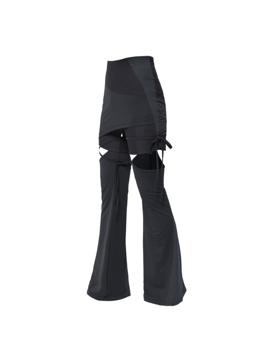 [OJOS] Detachable Strap Skirt Shorts - Charcoal