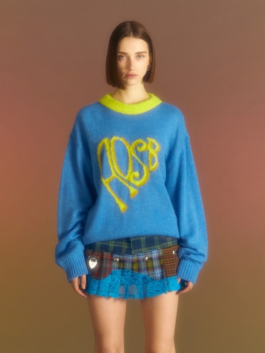 [Andersson Bell] (ESSENTIAL) (WOMEN) HEART ADSB SWEATER - BLUE