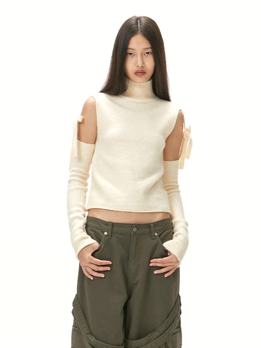 [MORE THAN PARADISE] TWO-WAY WARMER KNIT - CREAM