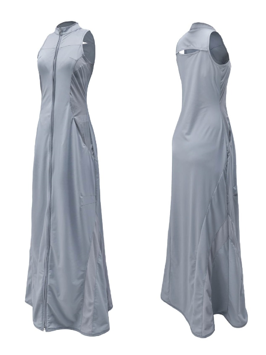 [OJOS] Hoodie Bolero Maxi 2-Piece Dress - Grey