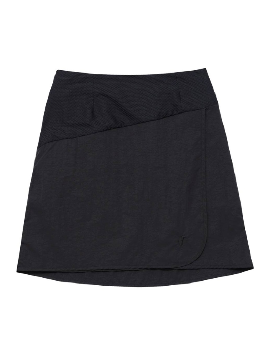 [OJOS] Airy Unbalanced Wrap Skirt - Black