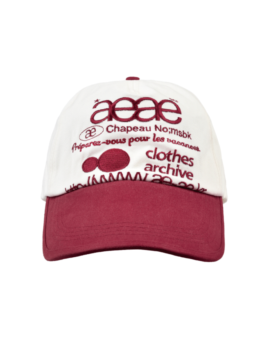 [aeae] WEB LOGO TWO TONE BALL CAP - WHITE/RED