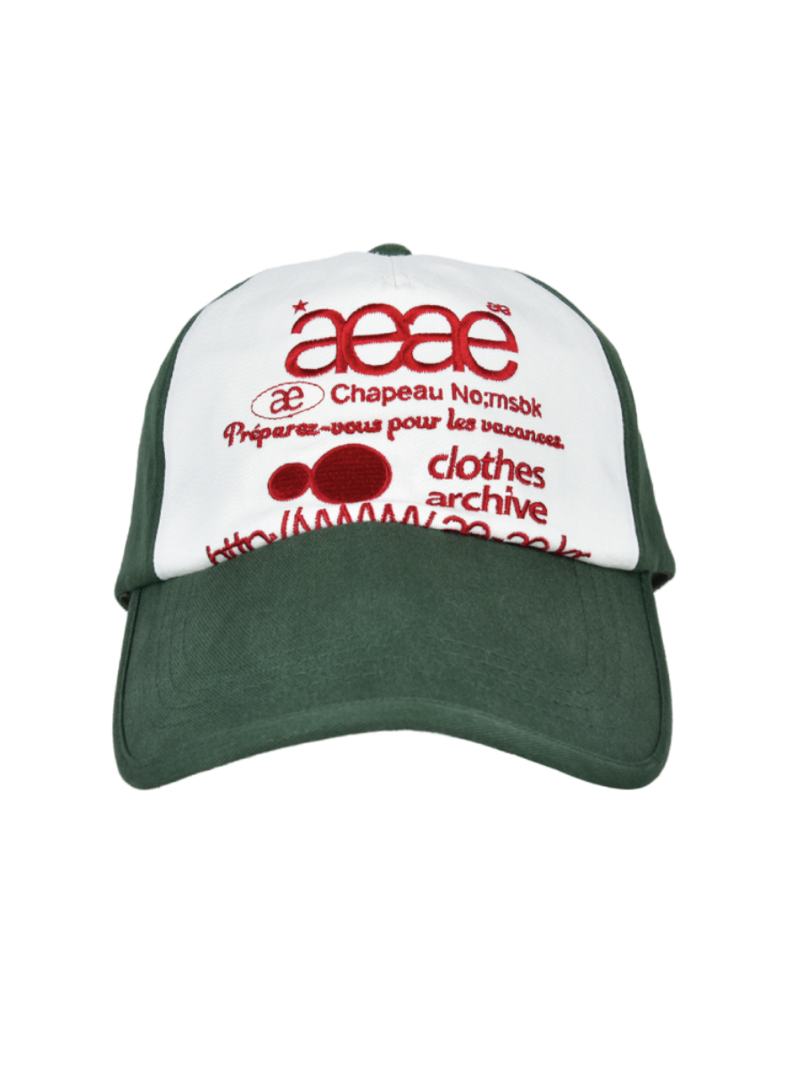 [aeae] WEB LOGO 5 PANNEL BALL CAP - GREEN