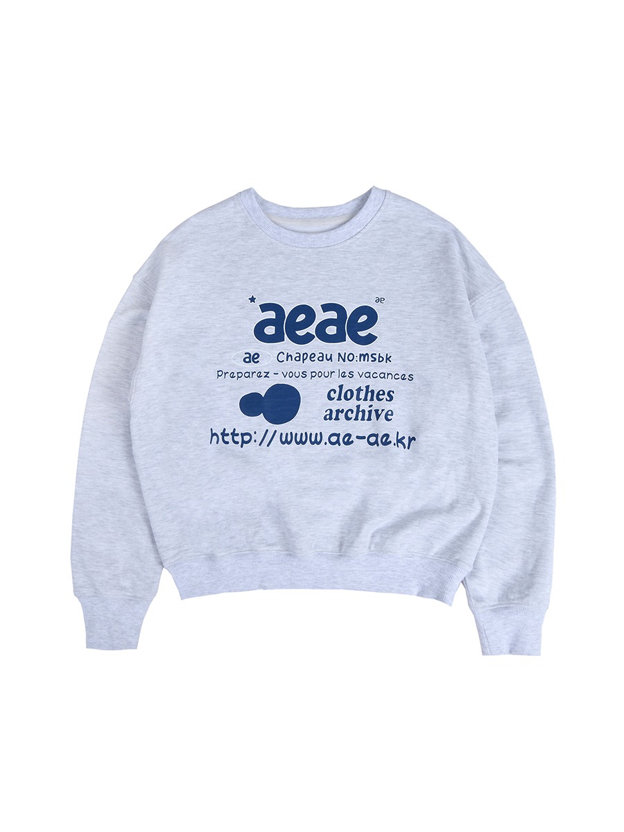 [aeae] Doodle Web Logo Crop Sweatshirts - GREY