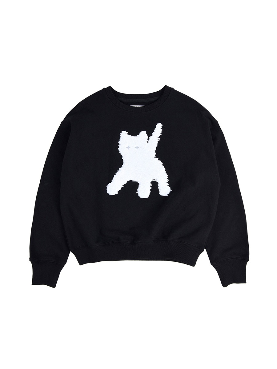 [aeae] Flashed Cats Eye Boucle Sweatshirts - BLACK