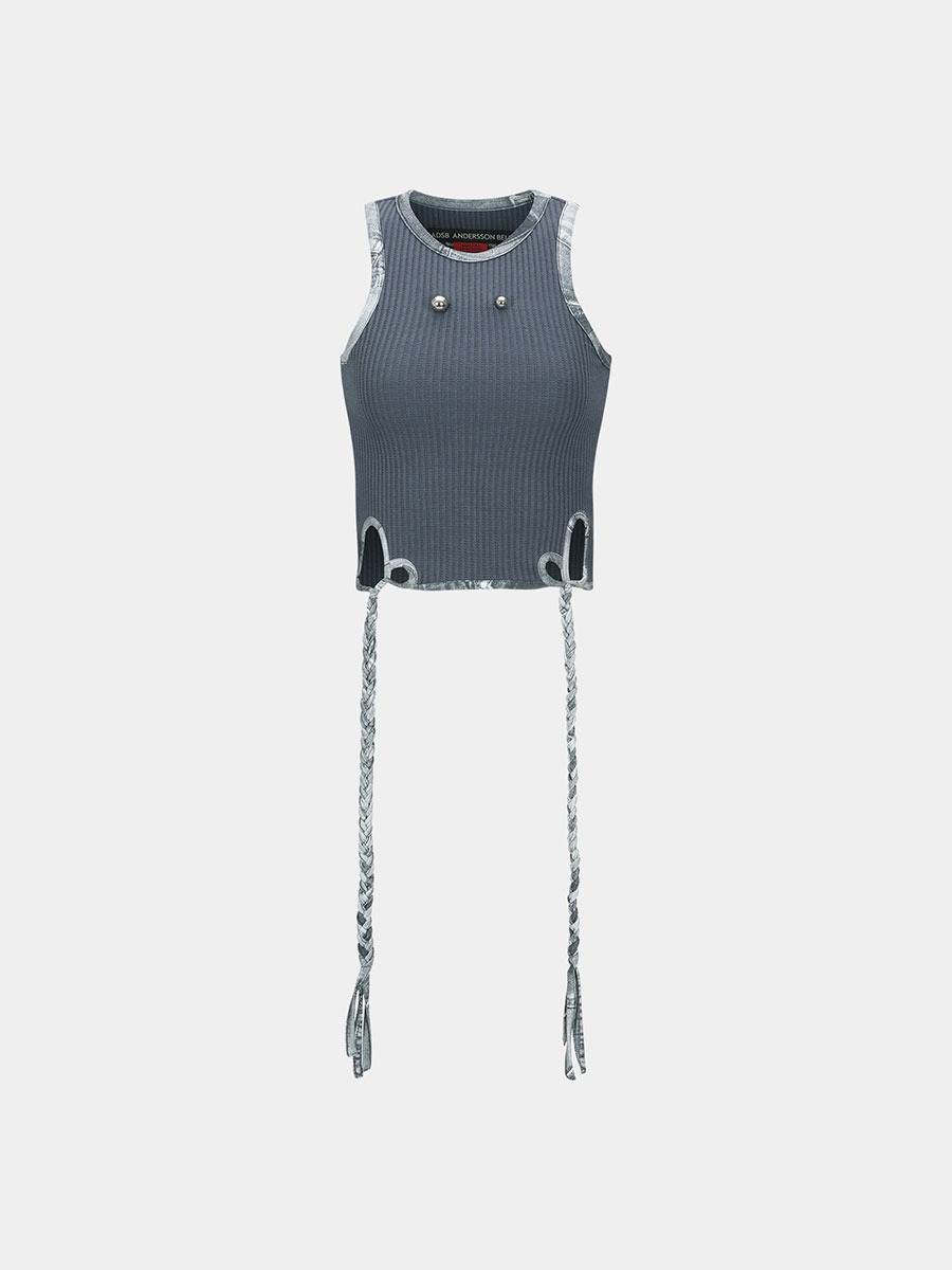 [ANDERSSON BELL] (ESSENTIAL)(WOMEN) ULA HAND-BRAIDED WAFFLE TANK TOP atb1098w - CHARCOAL
