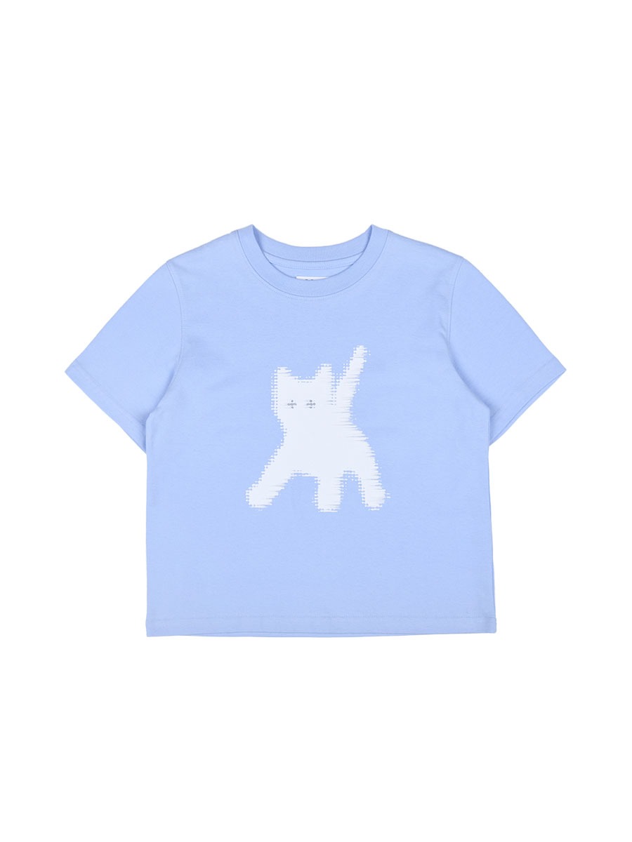 [aeae] FLASHED CATS EYE CROP T-SHIRTS - SKYBLUE