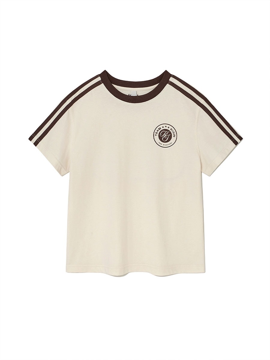 [KIJUN] Football T-Shirt - Ivory Brown