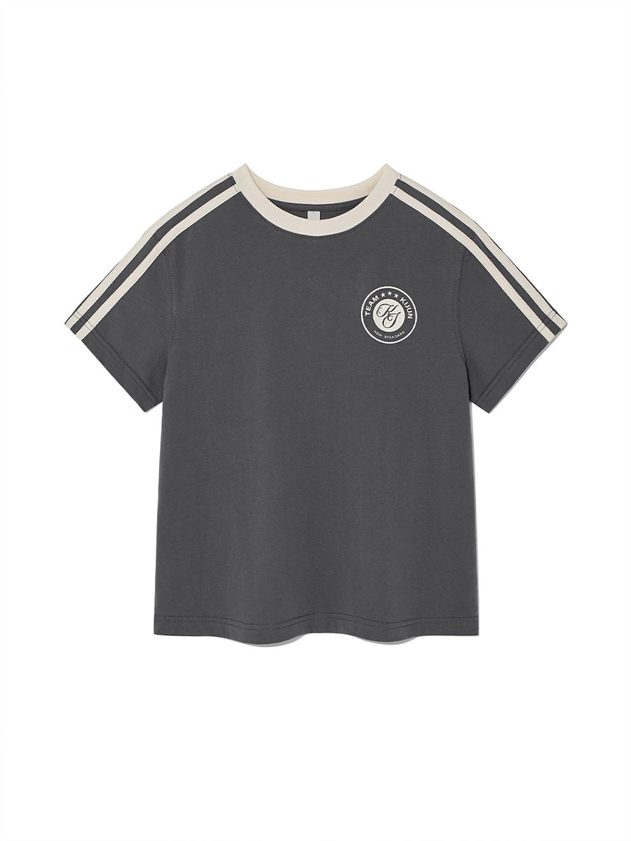 [KIJUN] Football T-Shirt - Charcoal Ivory