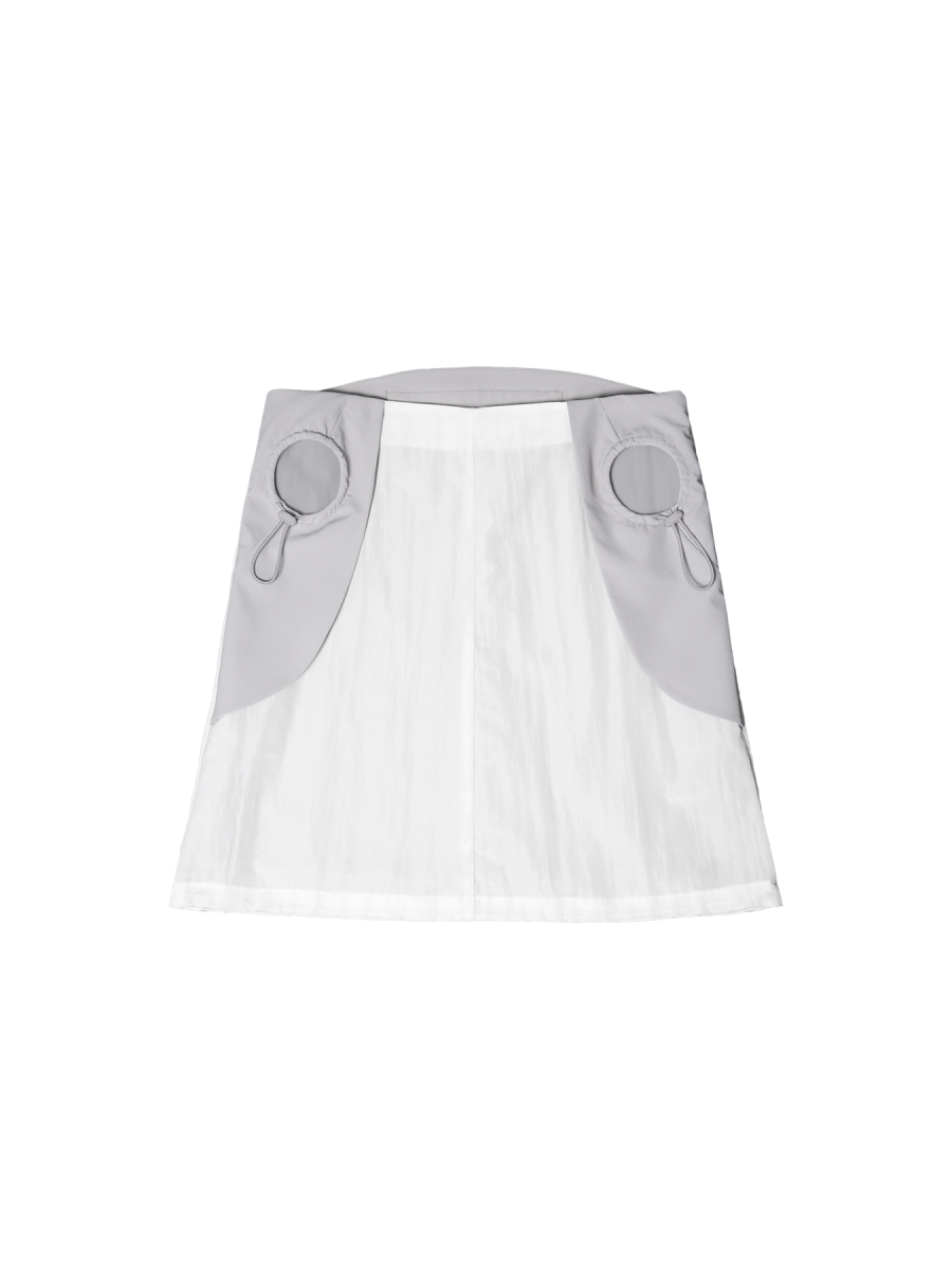 [OJOS] String Hole Midi Skirt - White
