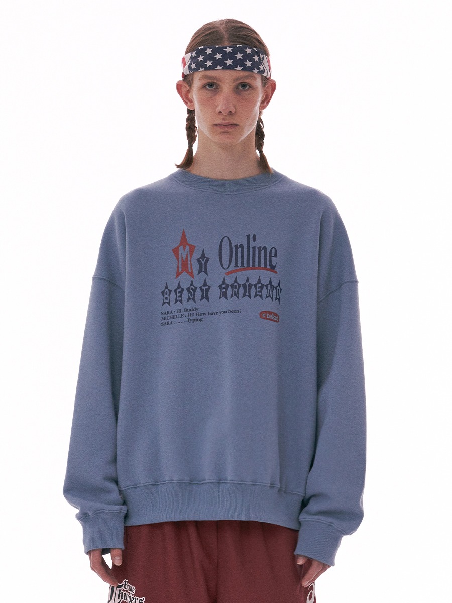 [teket] Online Friend Sweatshirt - Sky Blue