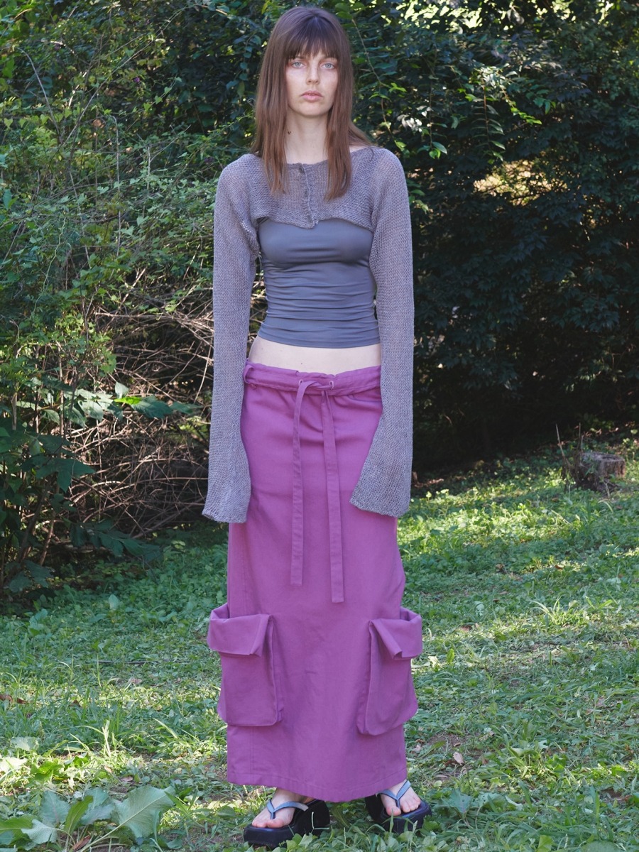 [TheOpen Product] ROLLED WAIST CARGO SKIRT - PURPLE PINK