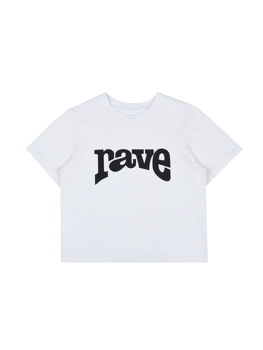 [aeae] RAVE CROP T-SHIRTS - WHITE