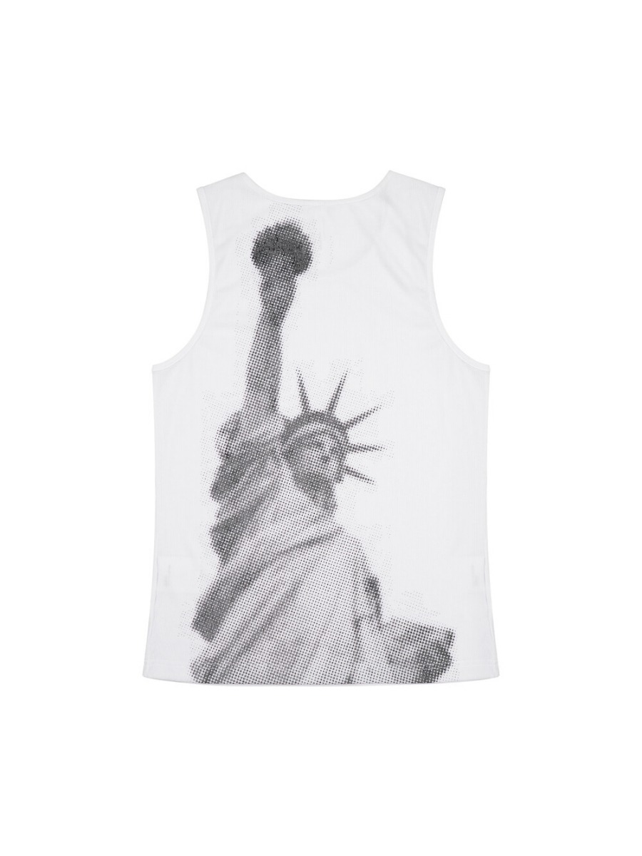 [WESKEN] Statue of liberty sleeve less - WHITE