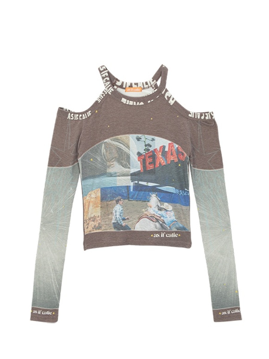 [as if CALIE] TEXAS CUT OUT LONG SLEEVE - BROWN