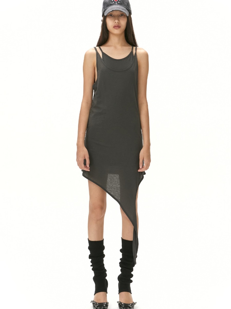 [MORE THAN PARADISE] LAYERED ONE-PIECE - CHARCOAL