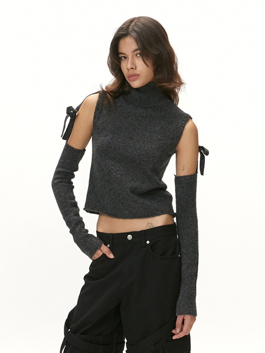 [MORE THAN PARADISE] TWO-WAY WARMER KNIT - CHARCOAL