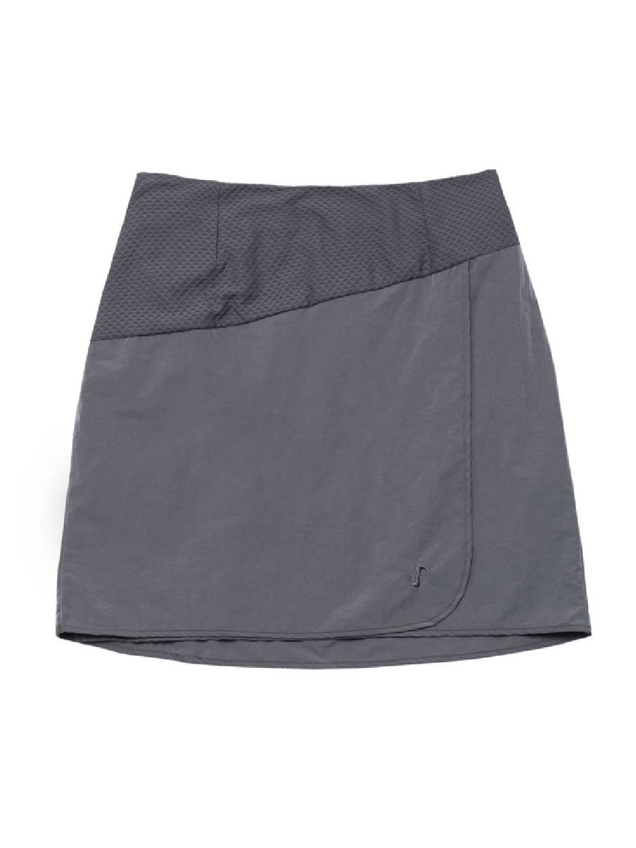 [OJOS] Airy Unbalanced Wrap Skirt - Charcoal