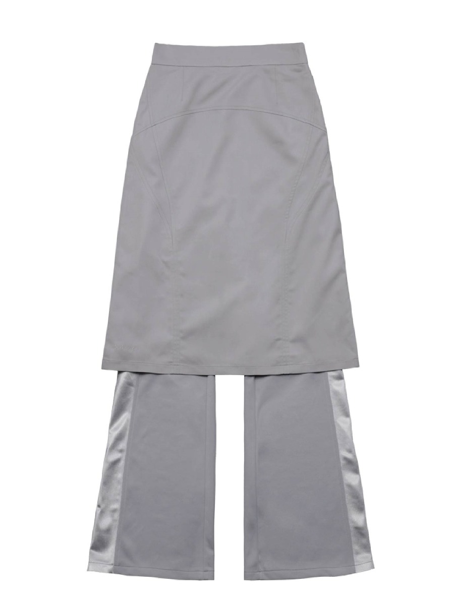 [OJOS] Jersey Pleats Skirt Pants - Grey