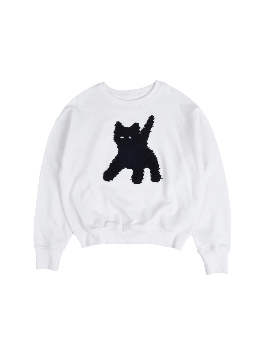 [aeae] Flashed Cats Eye Boucle Sweatshirts - WHITE