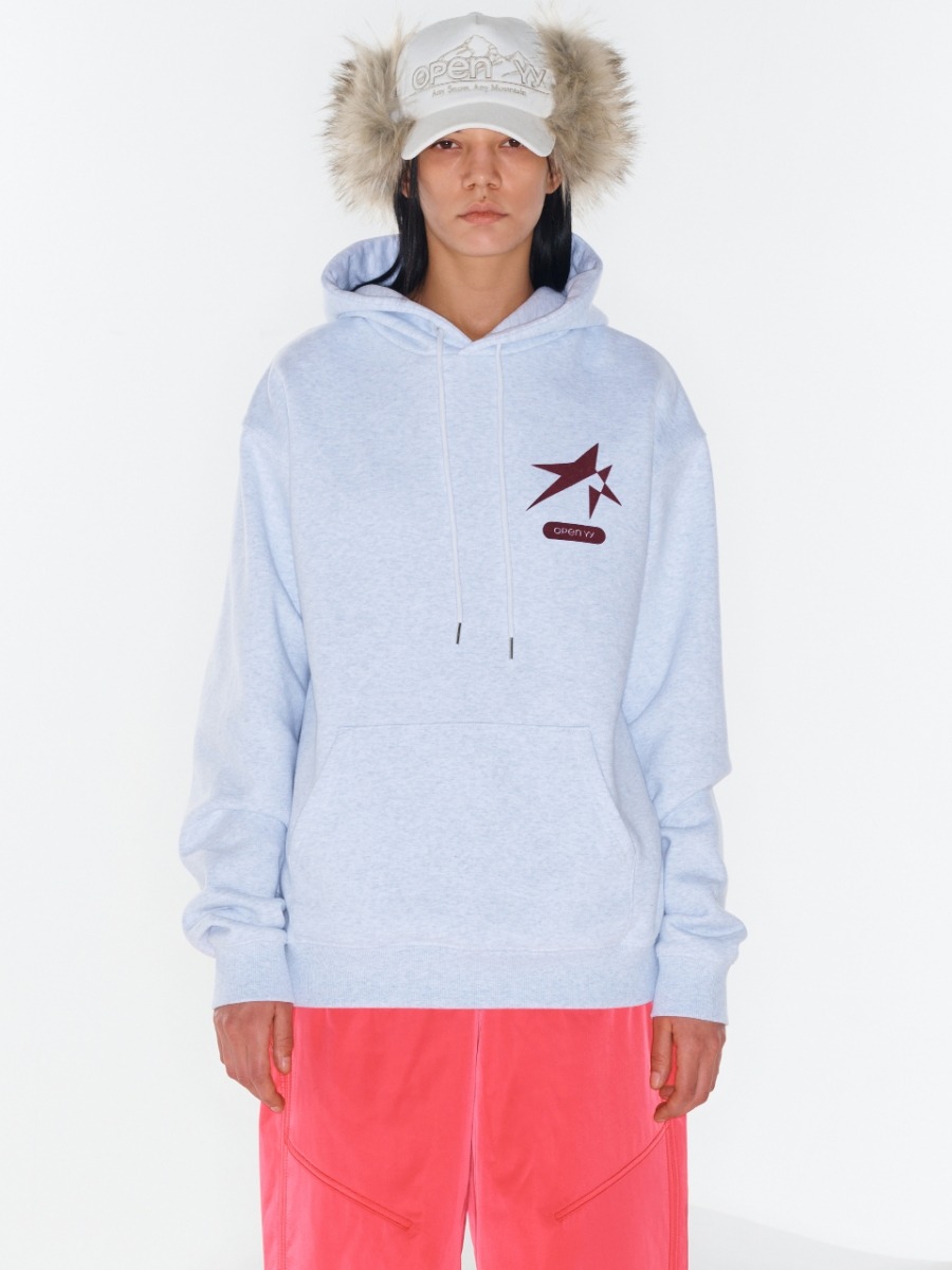 [OPEN YY] MOUNTAIN GRAPHIC HOODIE - LIGHT GRAY