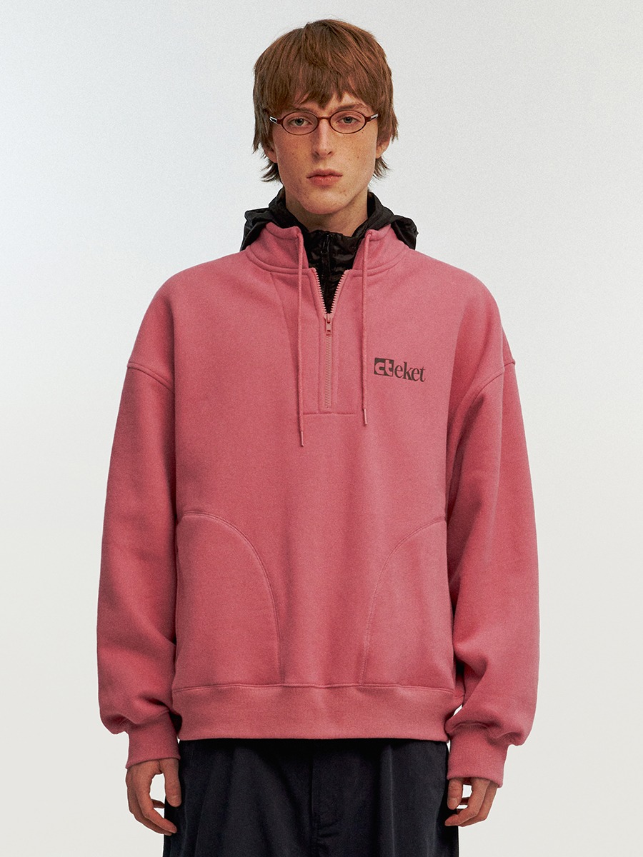 [teket] Plan Half Zip-Up Sweatshirt - Pink