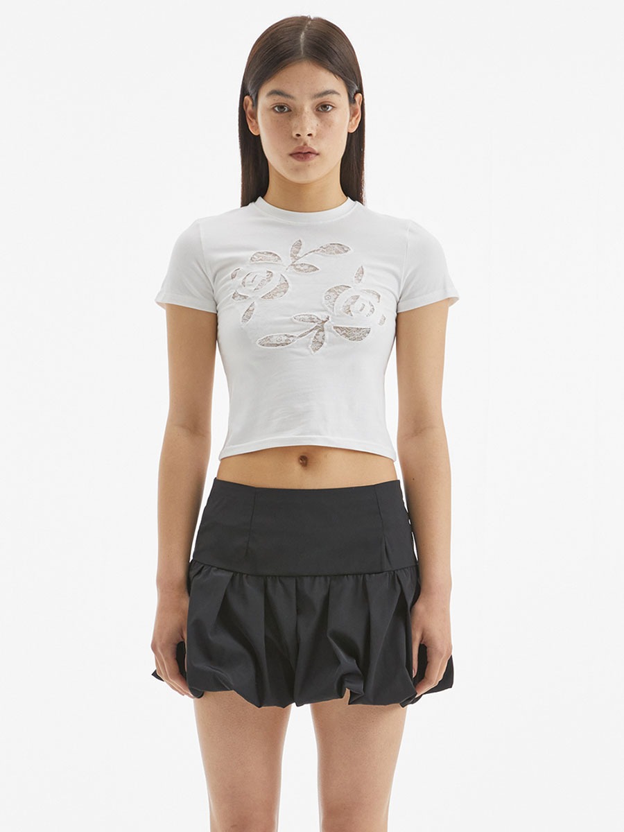 [MORE THAN PARADISE] ROSE LACE CROP TOP - WHITE