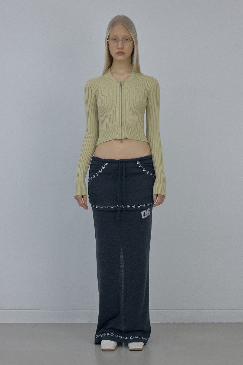 [SCULPTOR] Shirring Layered Maxi Skirt - BLACK
