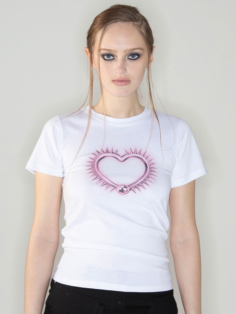 [2000 ARCHIVES] SPIKE HEART T SHIRTS - WHITE