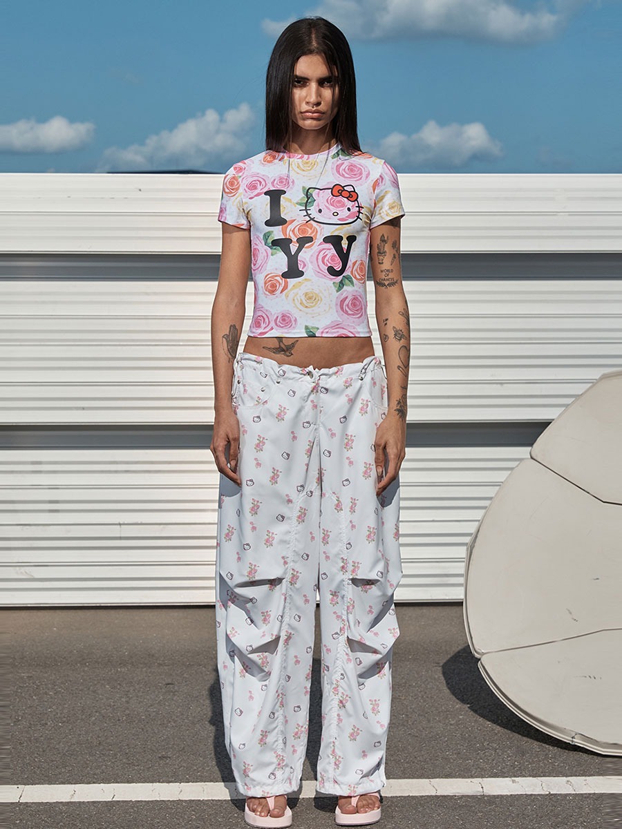 [OPEN YY] HELLO KITTY X YY PARACHUTE PANTS - WHITE (6/6 DELIVERY)